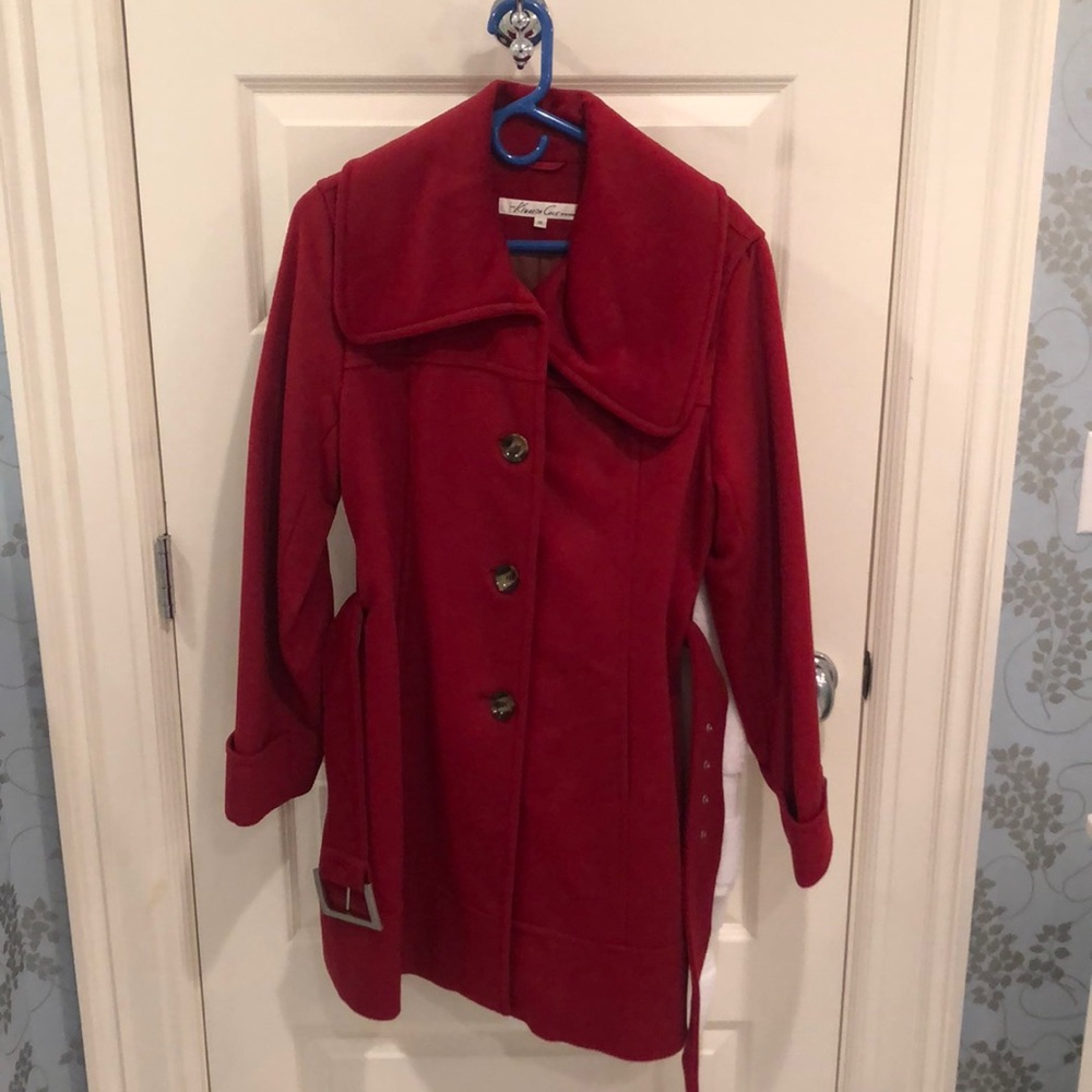 Kenneth Cole Red Wool coat with Belt